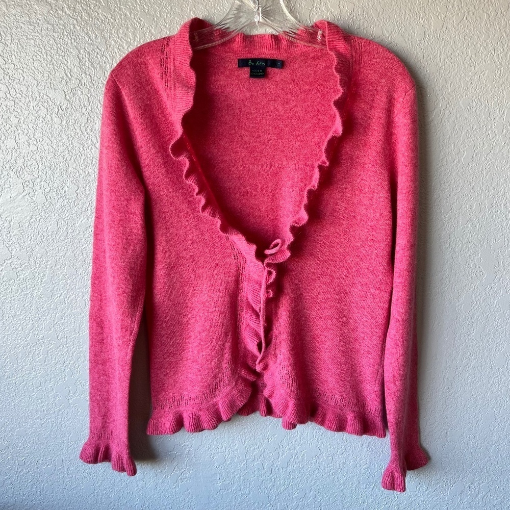 *FIRM PRICE* Boden Wool Angora Blend Ruffled Edge Tie Front Cardigan